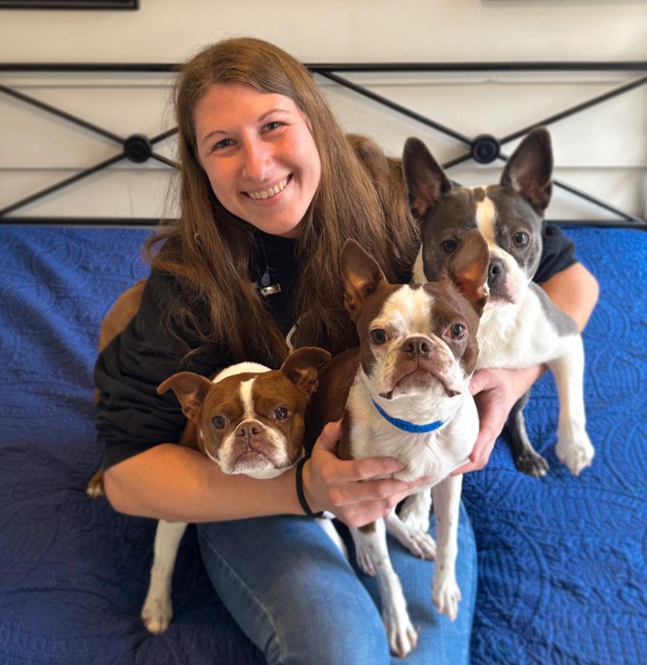 3 Dogs and a caregiver bonding